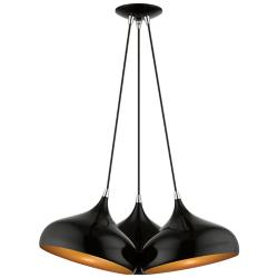 3 Light Shiny Black Cluster Pendant