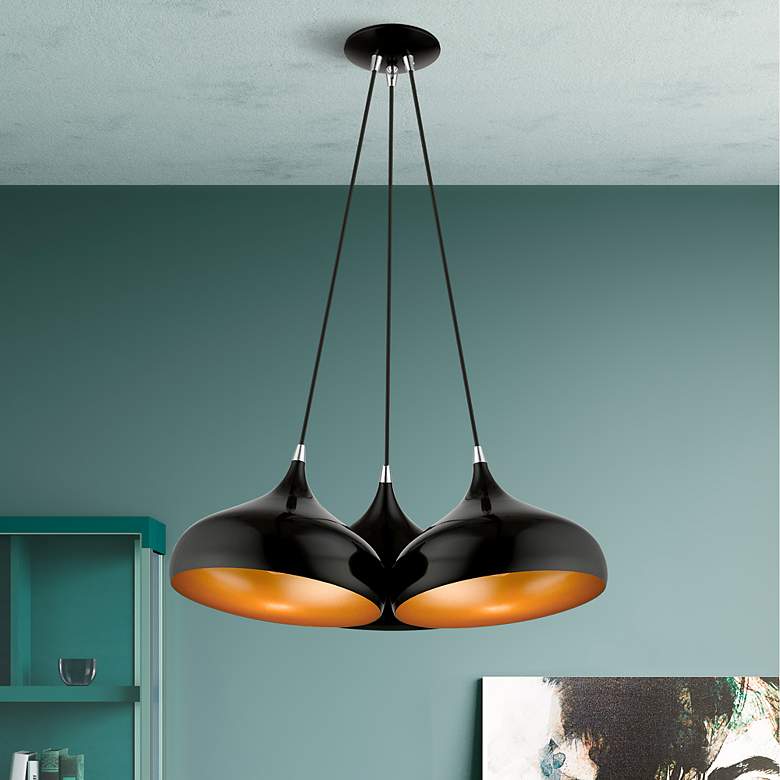 Image 1 3 Light Shiny Black Cluster Pendant