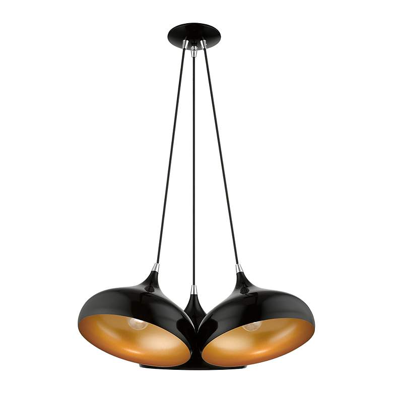 Image 3 3 Light Shiny Black Cluster Pendant more views