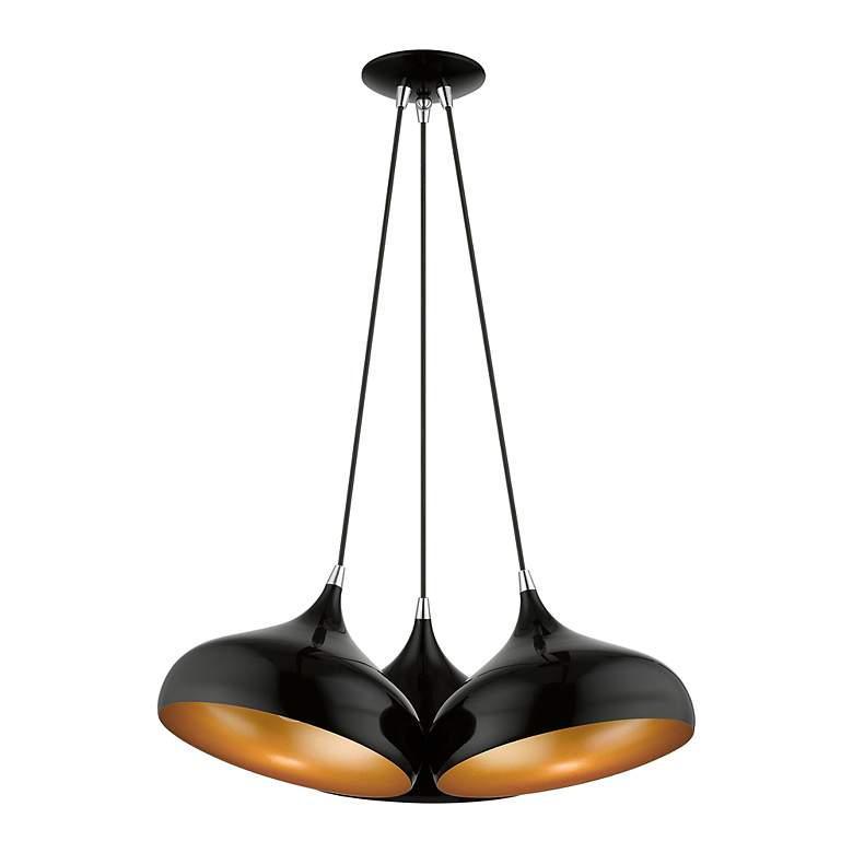 Image 5 3 Light Shiny Black Cluster Pendant more views