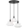 2_3 Light Shiny Black Pendant Chandelier with Chrome Finish Accents