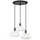 3 Light Shiny Black Pendant Chandelier with Chrome Finish Accents