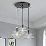 1_3 Light Shiny Black Pendant Chandelier with Chrome Finish Accents