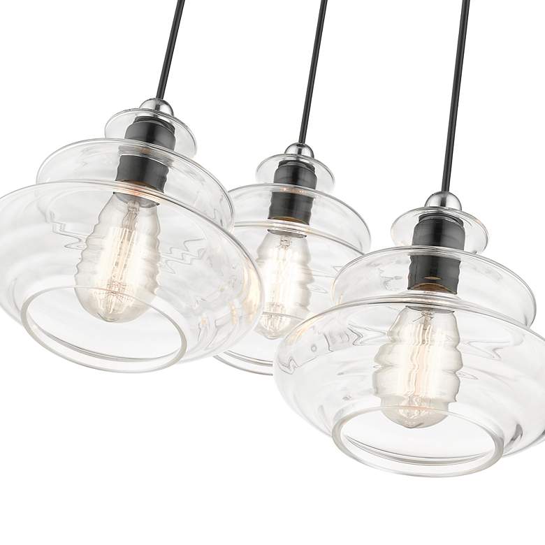 Image 7 3 Light Shiny Black Pendant Chandelier with Chrome Finish Accents more views