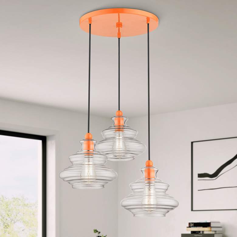 Image 1 3 Light Shiny Orange Pendant Chandelier