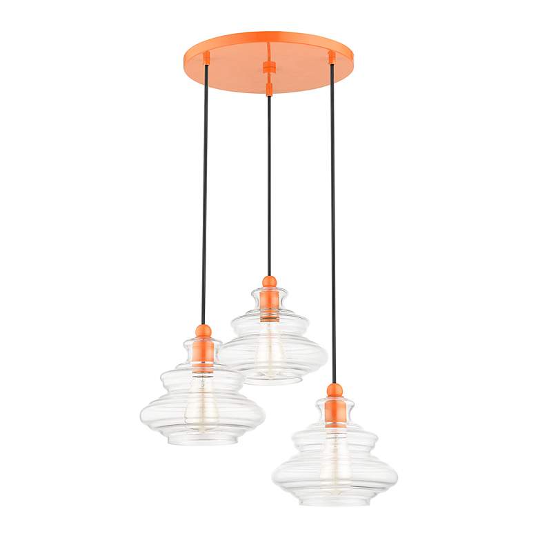 Image 4 3 Light Shiny Orange Pendant Chandelier more views