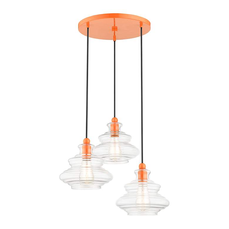 Image 5 3 Light Shiny Orange Pendant Chandelier more views