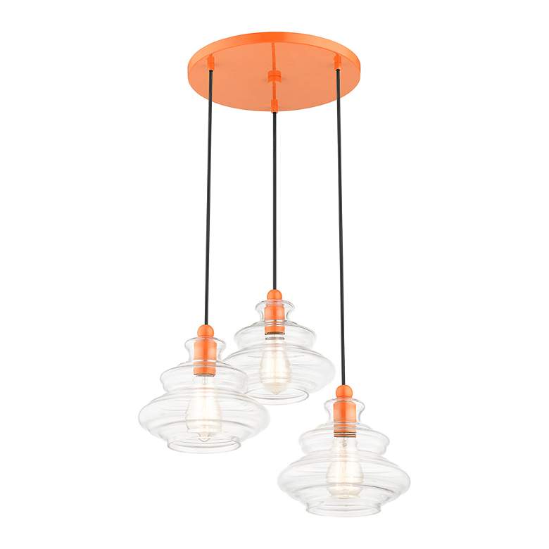 Image 6 3 Light Shiny Orange Pendant Chandelier more views