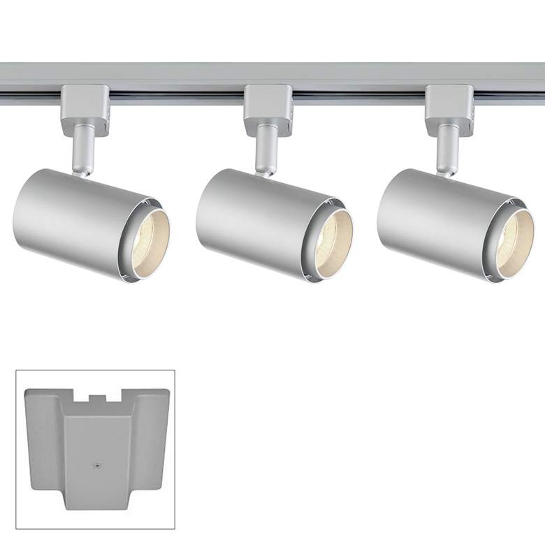 Image 1 3-Light Silver Cylinder 10W LED Floating Canopy Track Kit