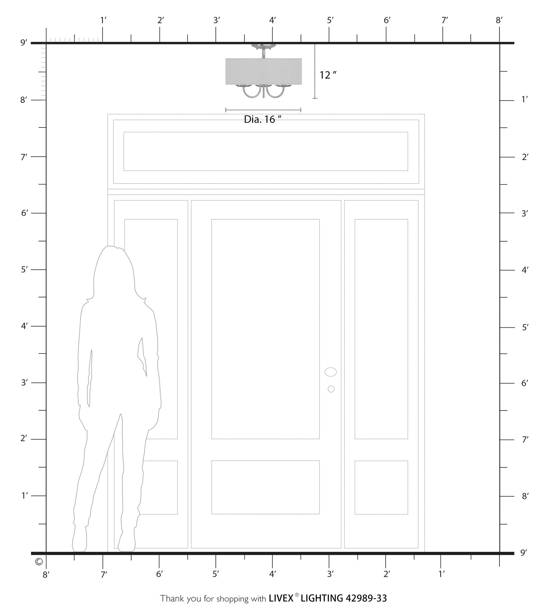 3 Light Soft Gold Semi-Flush Mount