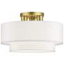 2_3 Light Soft Gold Semi-Flush with Off-White Fabric