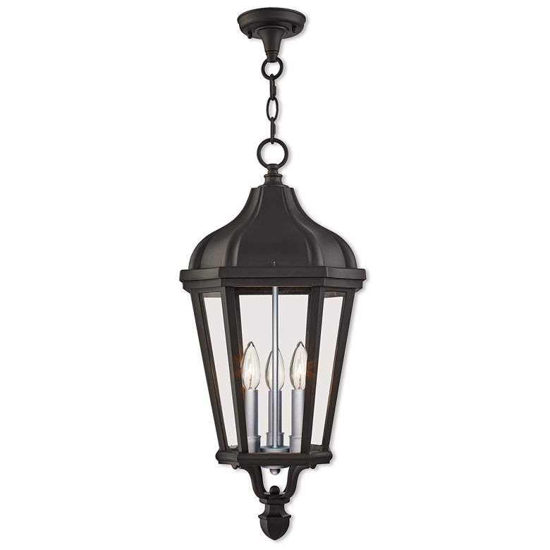 Image 1 3 Light Textured Black Outdoor Pendant Lantern