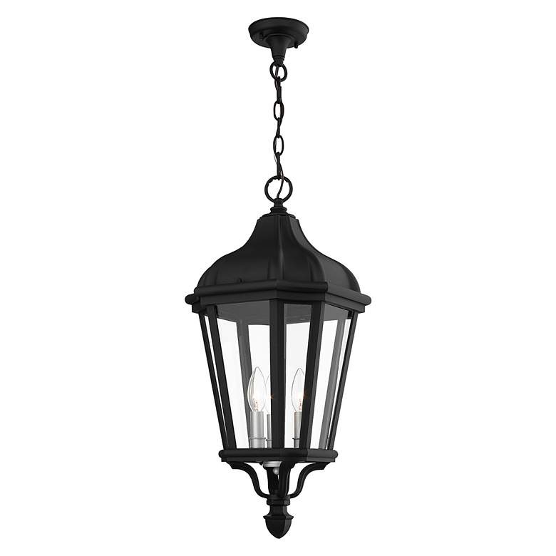 Image 5 3 Light Textured Black Outdoor Pendant Lantern more views