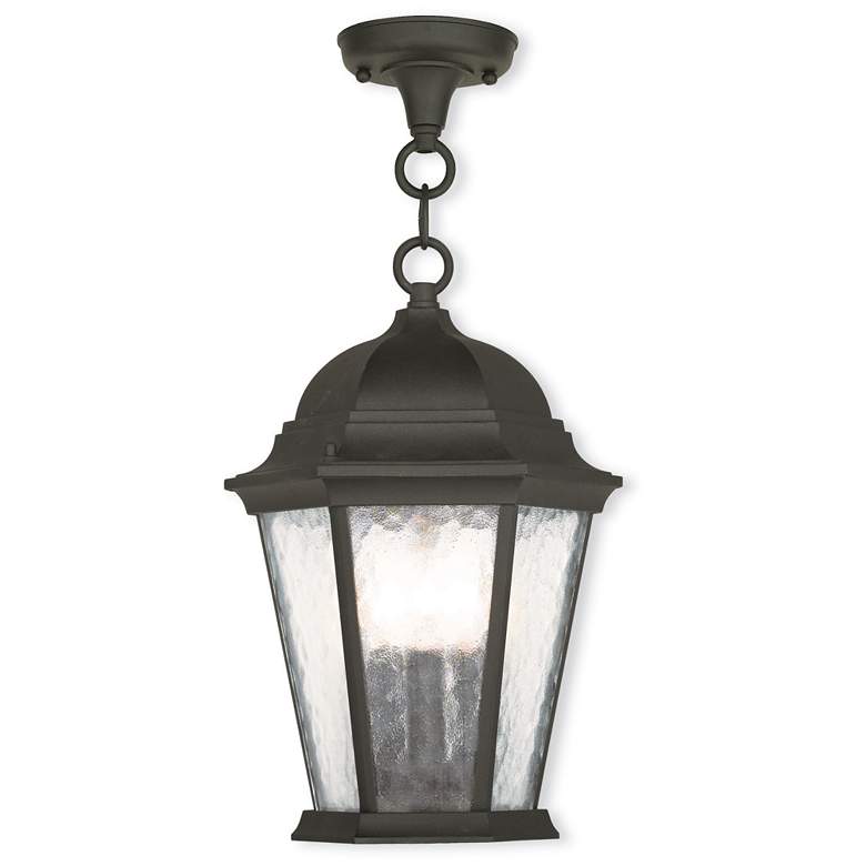 Image 1 3 Light Textured Black Outdoor Pendant Lantern