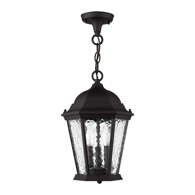 Image 2 3 Light Textured Black Outdoor Pendant Lantern more views