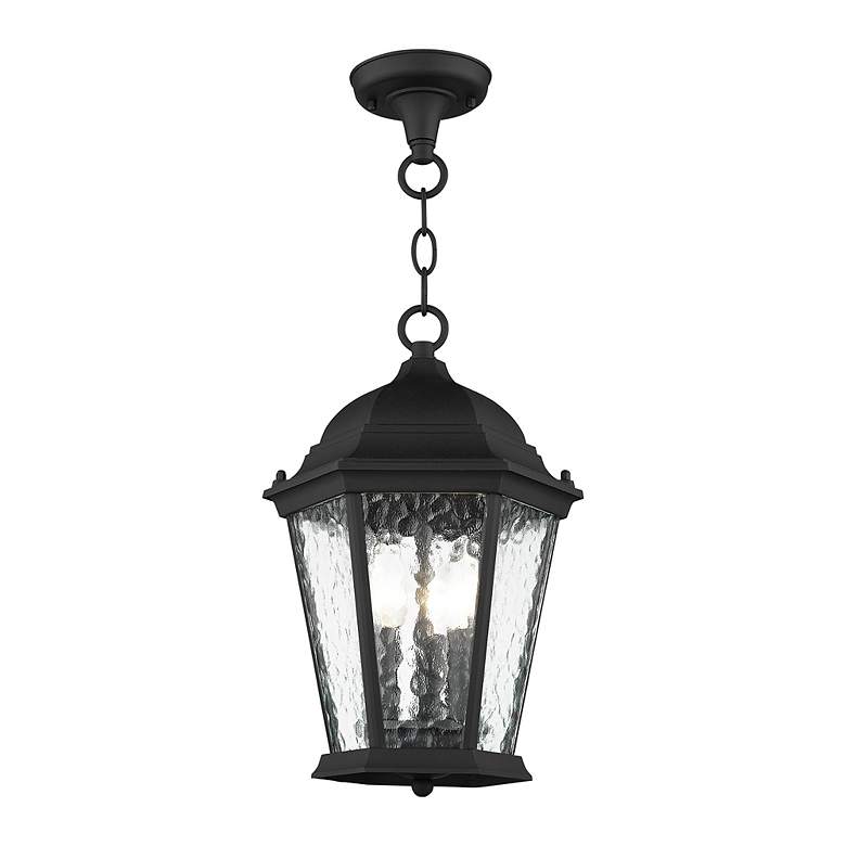Image 3 3 Light Textured Black Outdoor Pendant Lantern more views