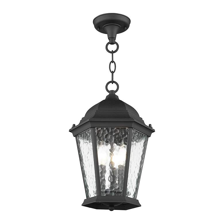 Image 4 3 Light Textured Black Outdoor Pendant Lantern more views