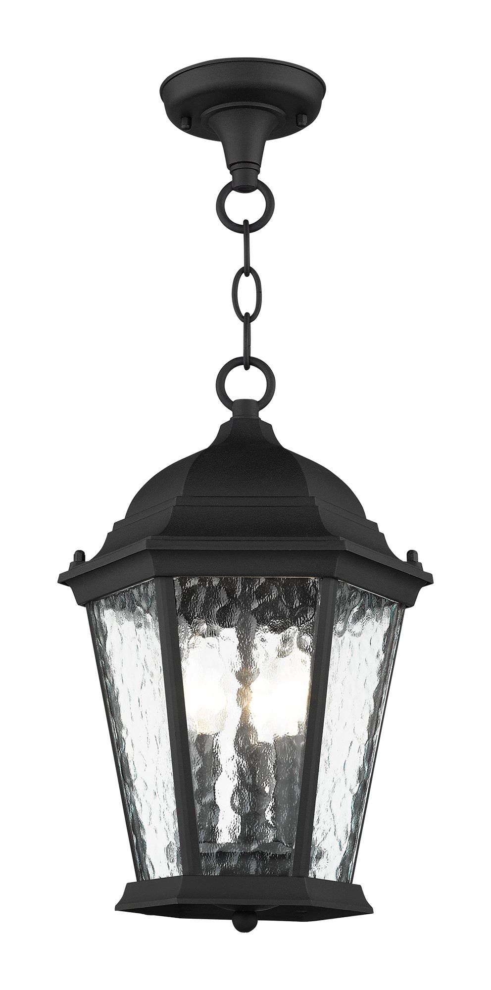 3 Light Textured Black Outdoor Pendant Lantern
