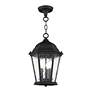3 Light Textured Black Outdoor Pendant Lantern