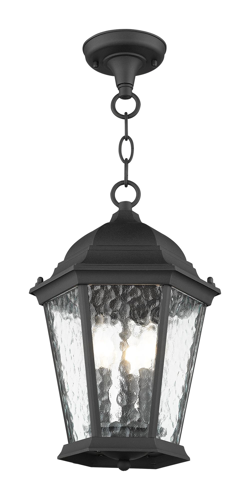 3 Light Textured Black Outdoor Pendant Lantern