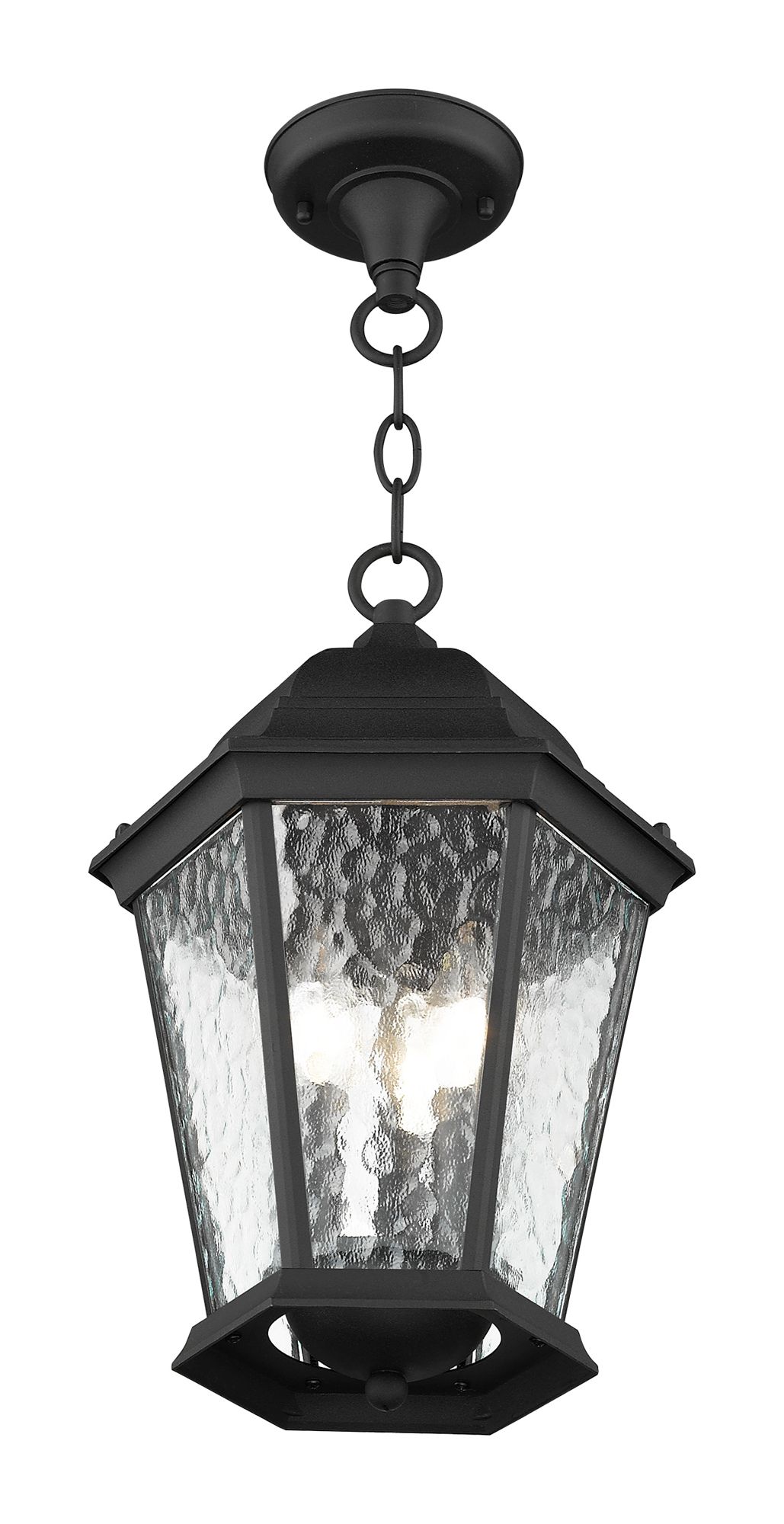 3 Light Textured Black Outdoor Pendant Lantern