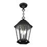 3 Light Textured Black Outdoor Pendant Lantern