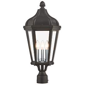 Image1 of 3 Light Textured Black Outdoor Post Top Lantern