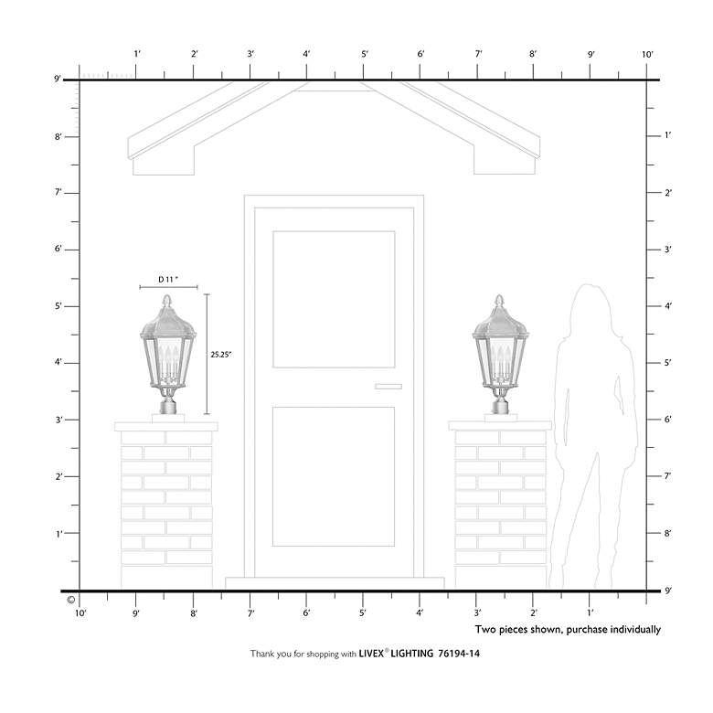 Image 6 3 Light Textured Black Outdoor Post Top Lantern more views