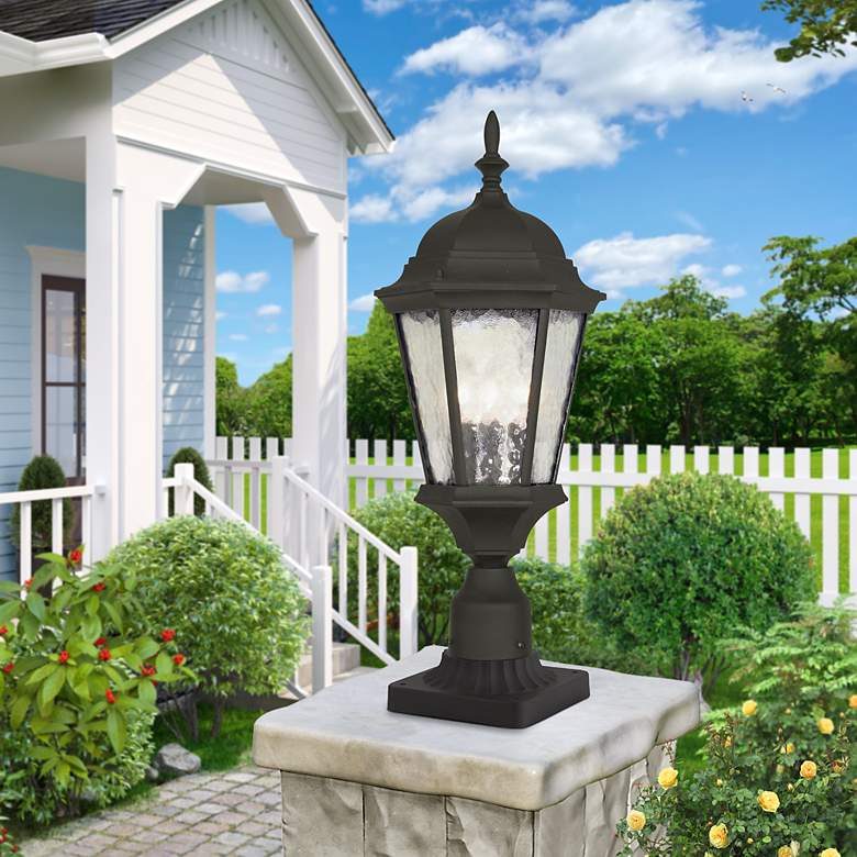 Image 1 3 Light Textured Black Outdoor Post Top Lantern