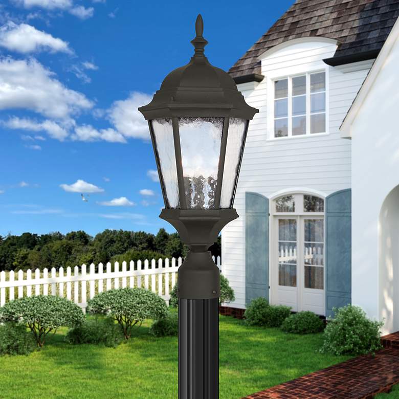 Image 6 3 Light Textured Black Outdoor Post Top Lantern more views