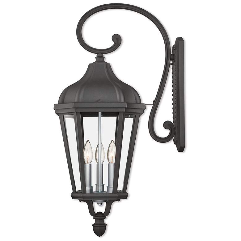 Image 2 3 Light Textured Black Outdoor Wall Lantern
