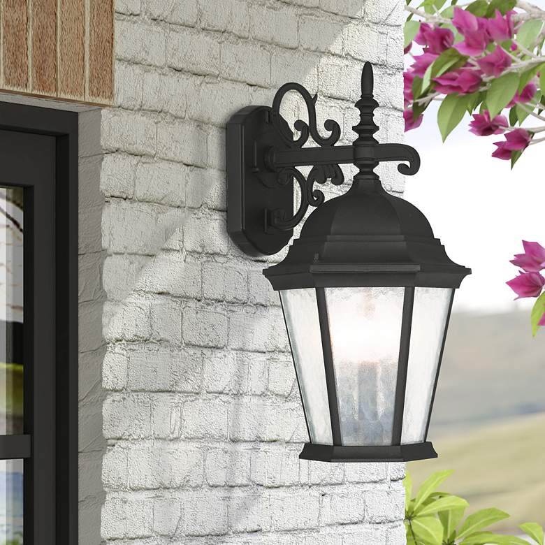 Image 1 3 Light Textured Black Outdoor Wall Lantern