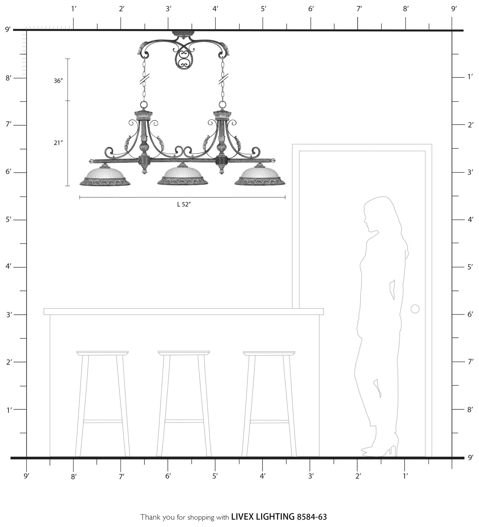 3 Light Verona Bronze Island