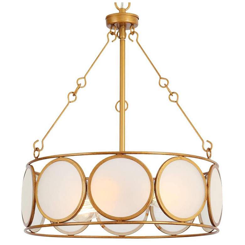 Image 1 3-Light Vintage Brushed Gold Chandeliers with Frosted Glass