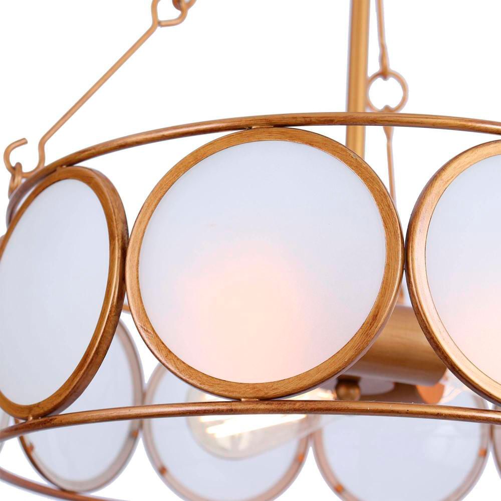 Image 3 3-Light Vintage Brushed Gold Chandeliers with Frosted Glass more views