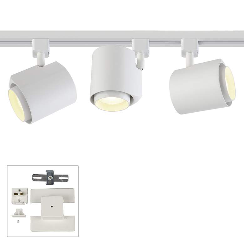 Image 1 3-Light White 22 Watt LED Floating Canopy Track Kit