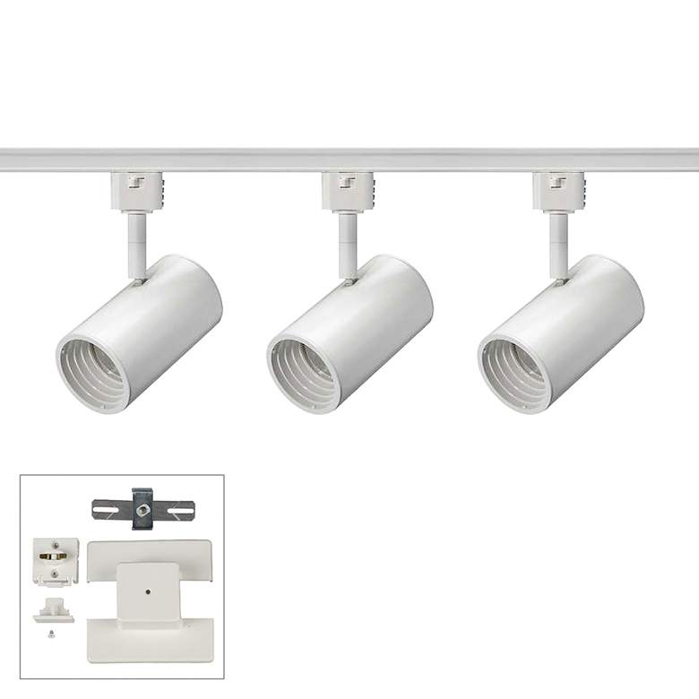 Image 1 3-Light White Cylinder 10 Watt LED Floating Canopy Track Kit
