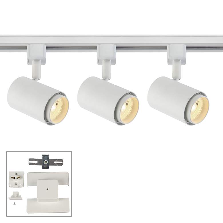 Image 1 3-Light White Cylinder 10W LED Floating Canopy Track Kit