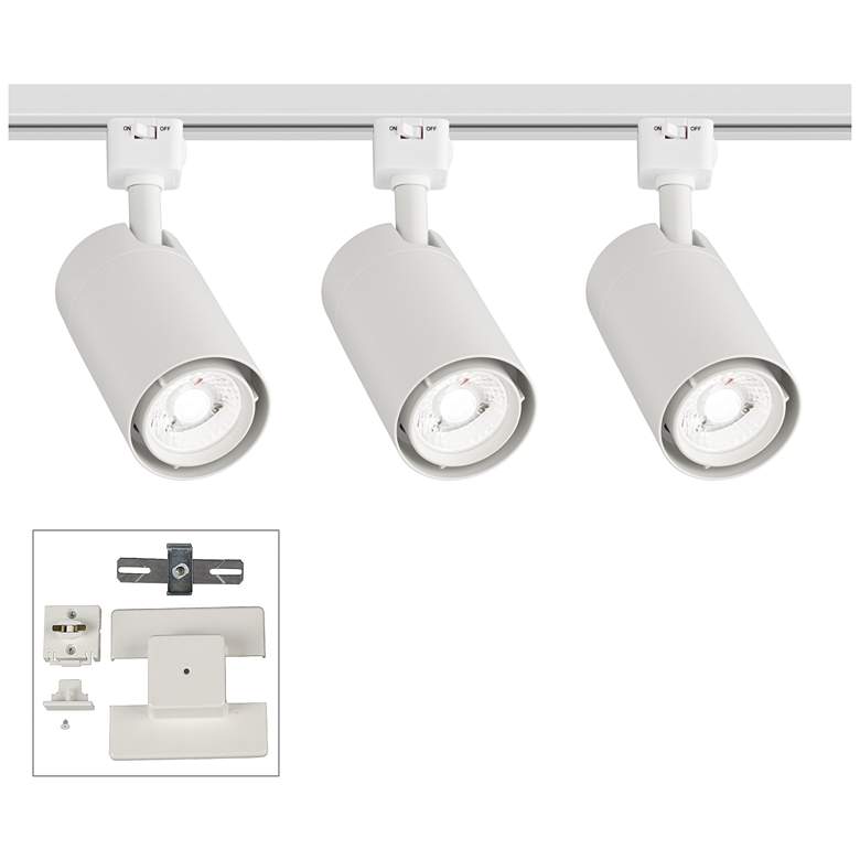 Image 1 3-Light White Cylinder 15W LED Floating Canopy Track Kit