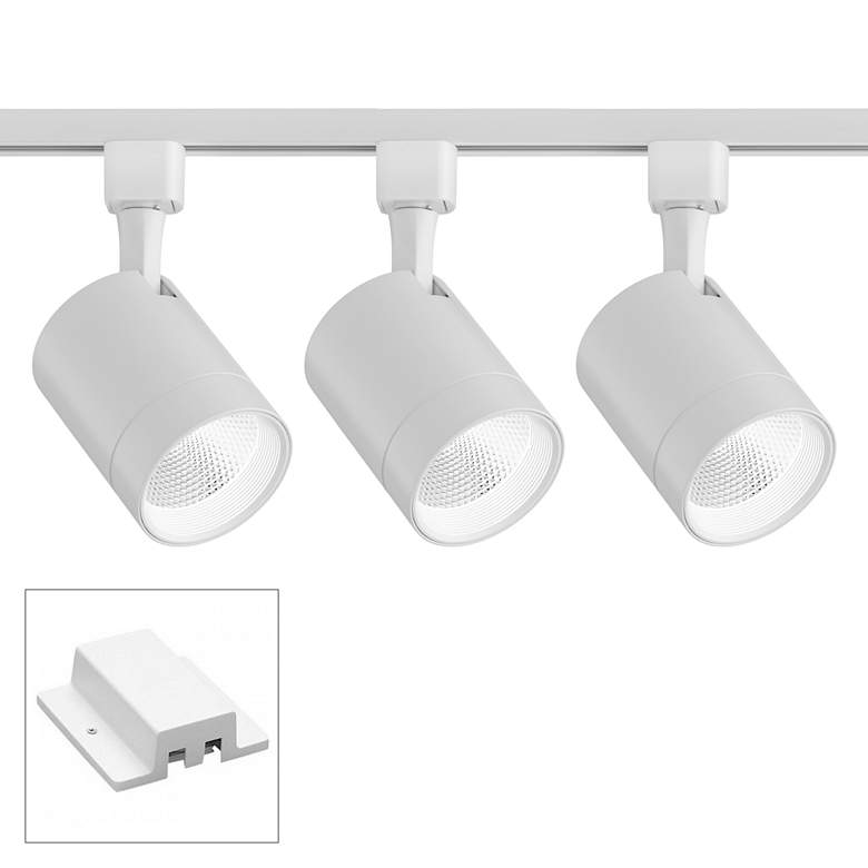 Image 1 3-Light White Cylinder LED Floating Canopy Track Kit