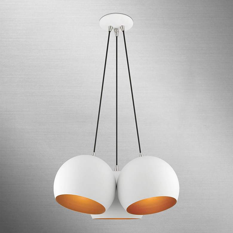 Image 6 3 Light White Globe Pendant more views