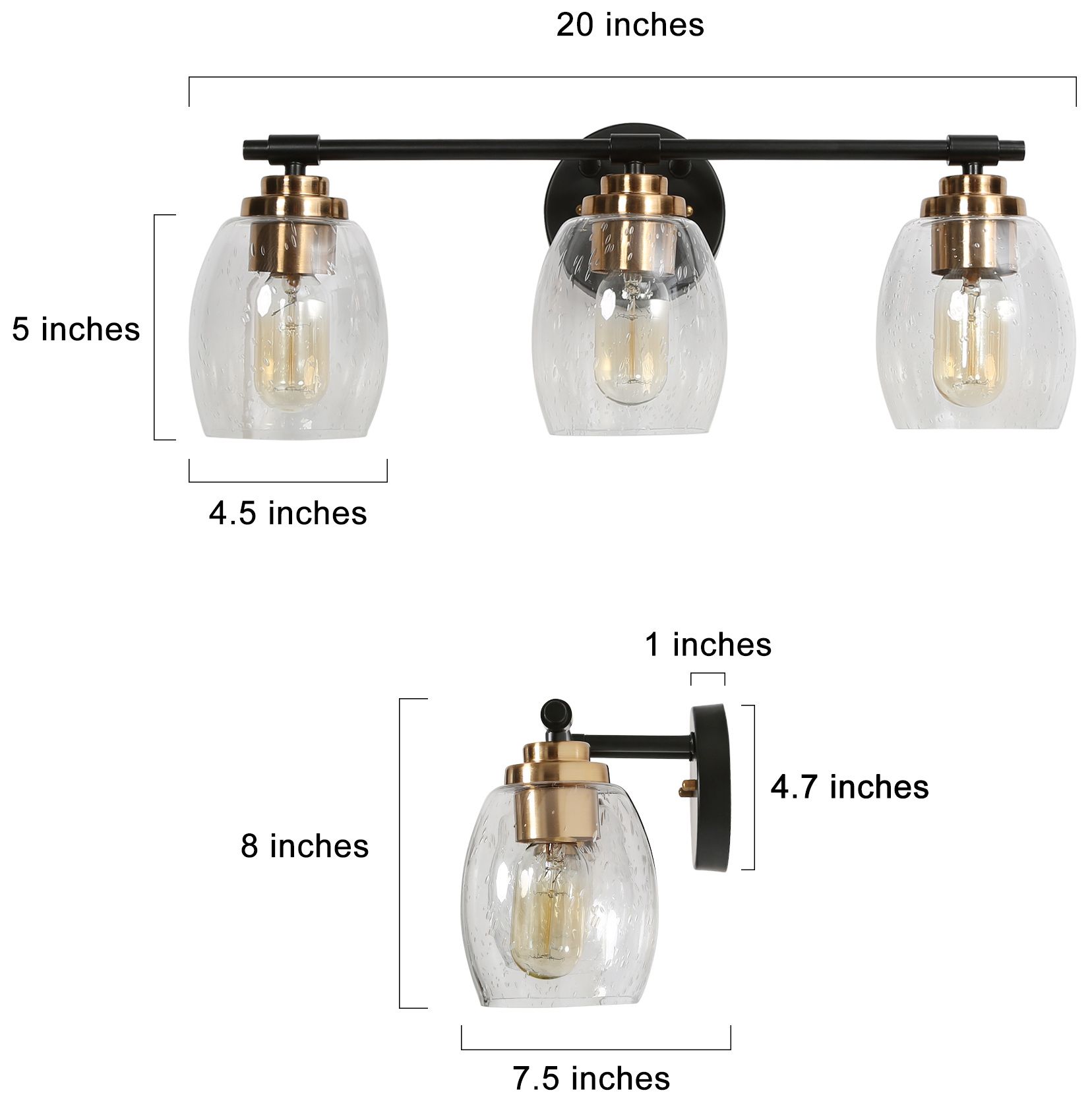 Image 7 3-Lights 20.1"W Bell Black and Imitation Electroplated Copper Wall Lamp more views