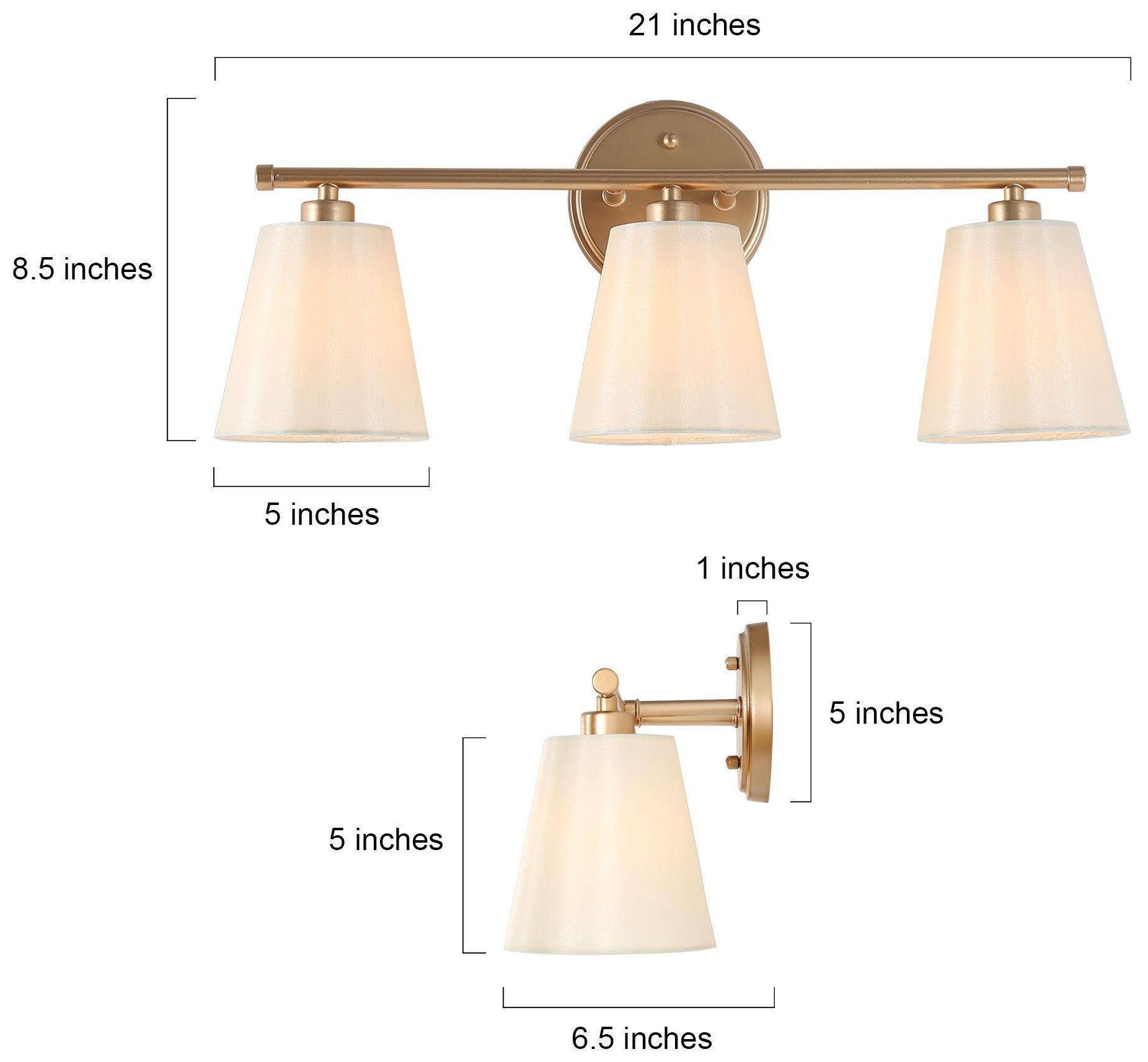 Image 6 3-Lights 20.1"W Tapered Dark Gold  Wall Lamp more views