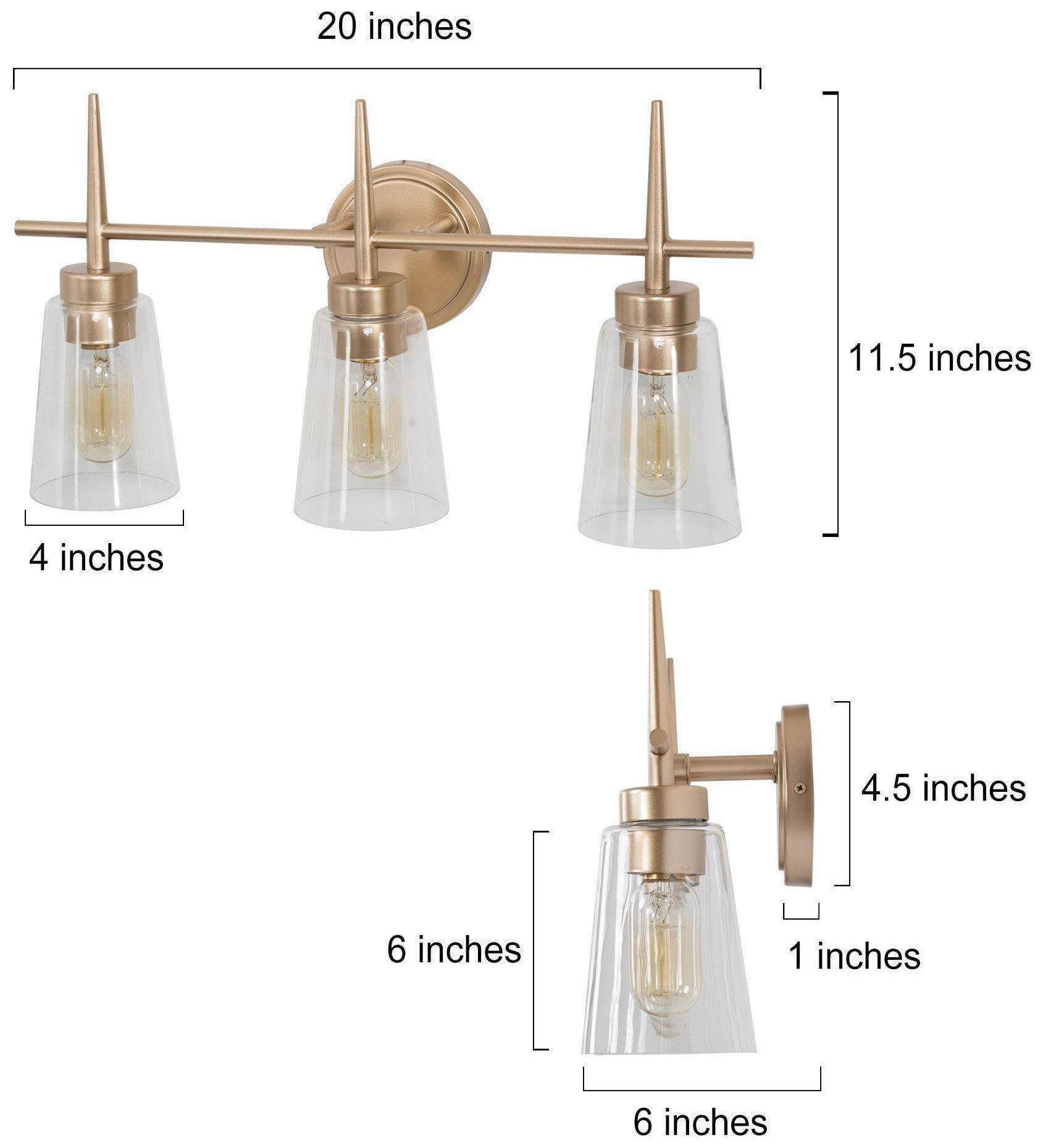 Image 6 3-Lights 20.1"W Tapered Metallic Gold Wall Lamp more views