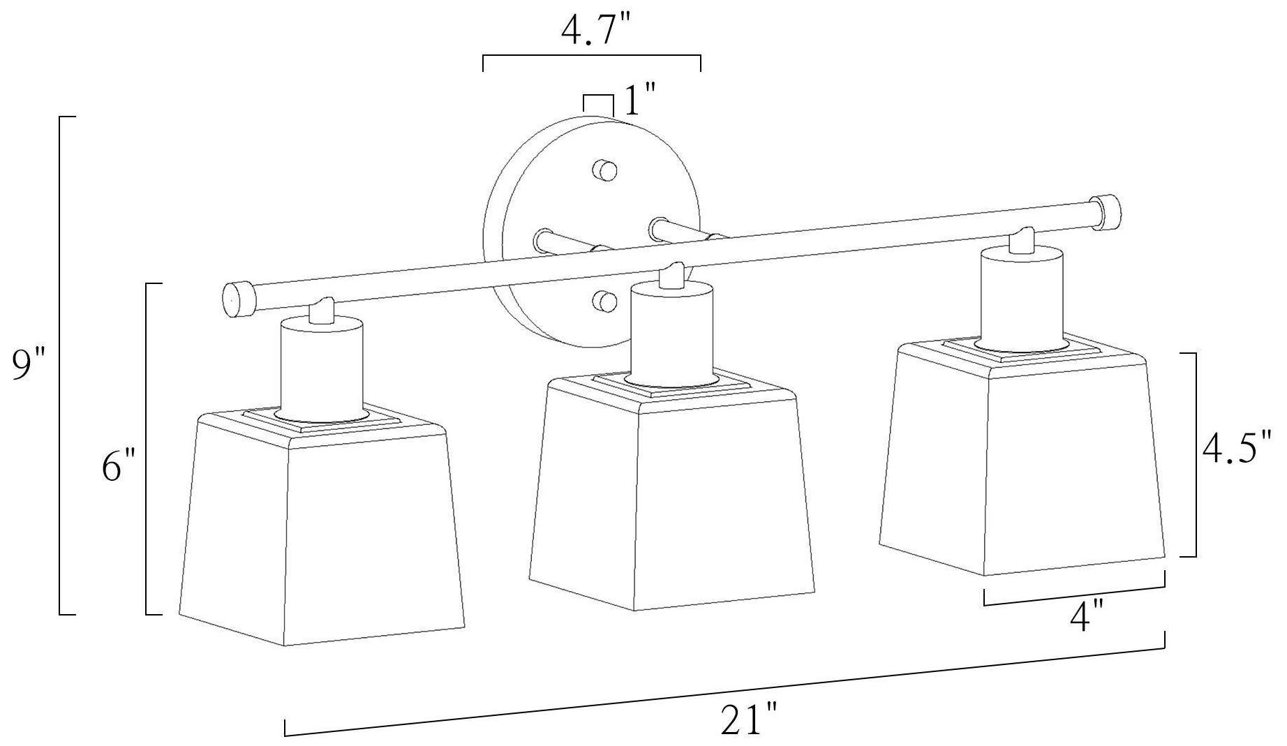 Image 6 3-Lights 20.9"W Rectangle Black and Plated Copper Wall Lamp more views