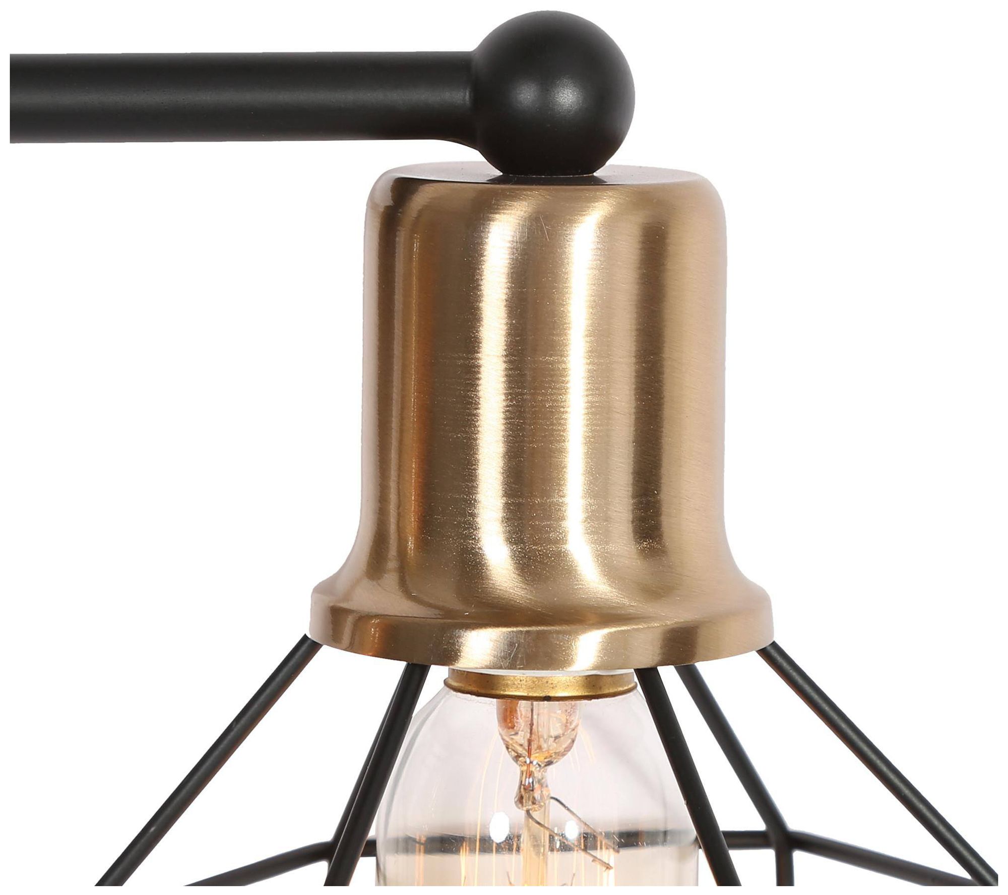 Image 4 3-lights 21.3"W Cage Black and Imitation Electroplated Copper Wall Lamp more views