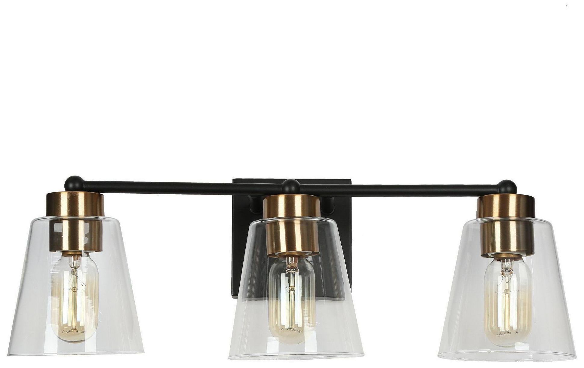 3-Lights 21.3"W Tapered Black and Imitation Electroplated Copper Wall Lamp