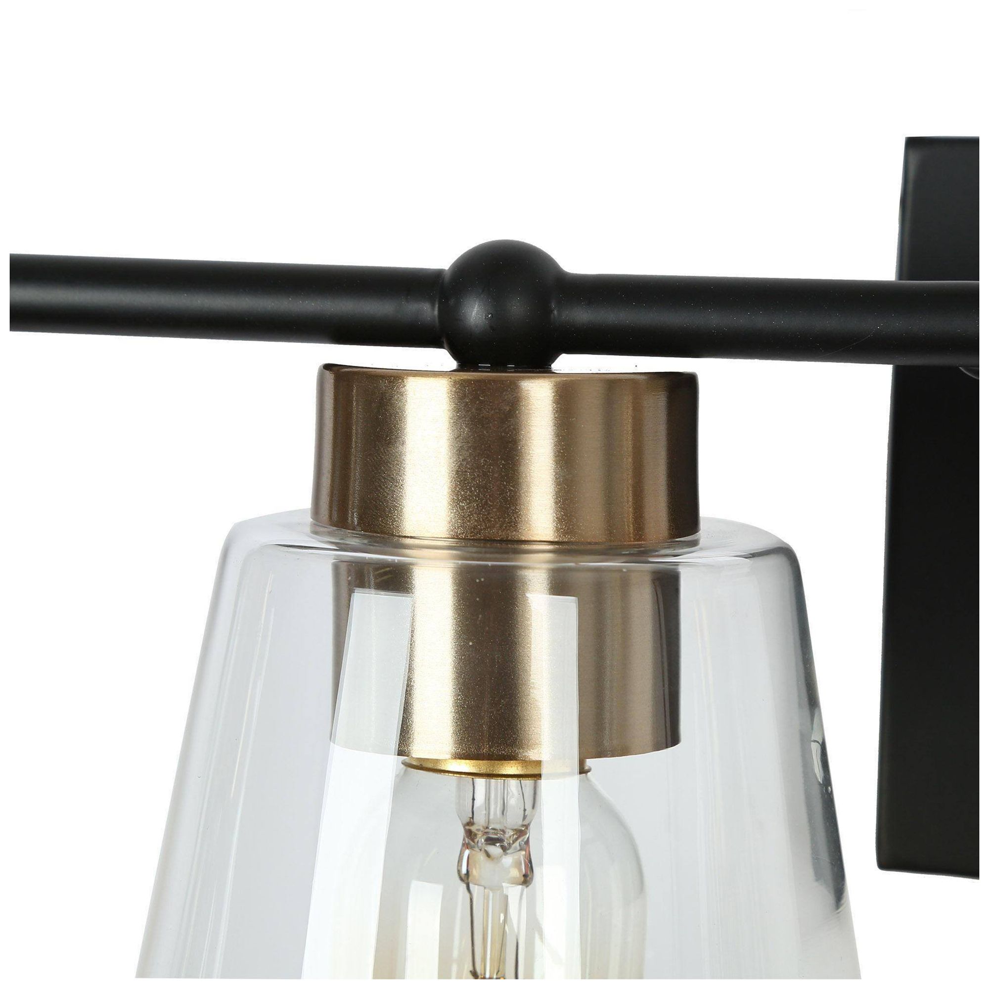 Image 2 3-Lights 21.3"W Tapered Black and Imitation Electroplated Copper Wall Lamp more views