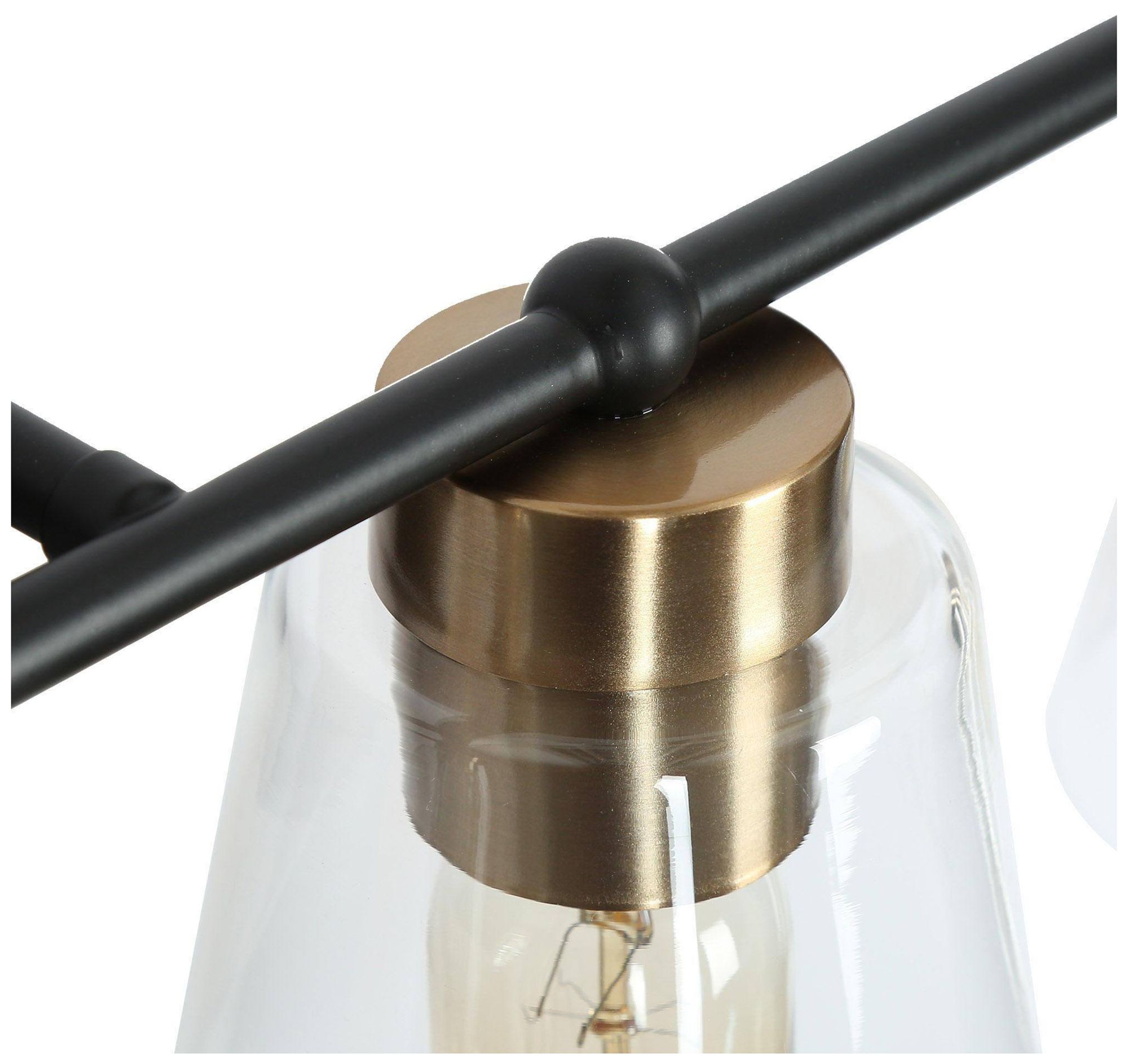 Image 3 3-Lights 21.3"W Tapered Black and Imitation Electroplated Copper Wall Lamp more views