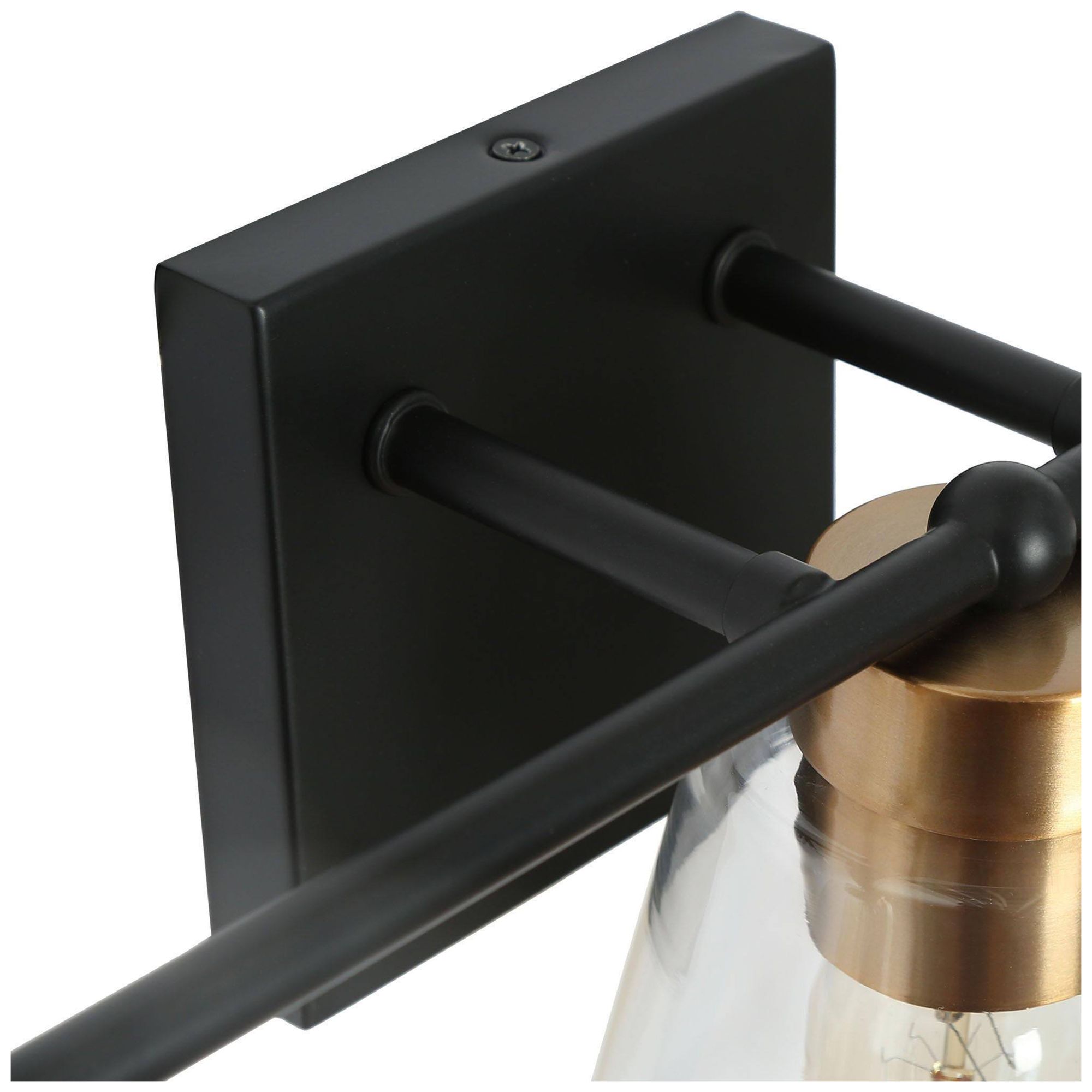 Image 4 3-Lights 21.3"W Tapered Black and Imitation Electroplated Copper Wall Lamp more views